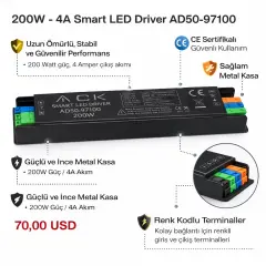 ACK AD50-97100 Retro Smart Driver 200W Dc48V 178*50*22Mm Ac185-260V 24V.6 8A