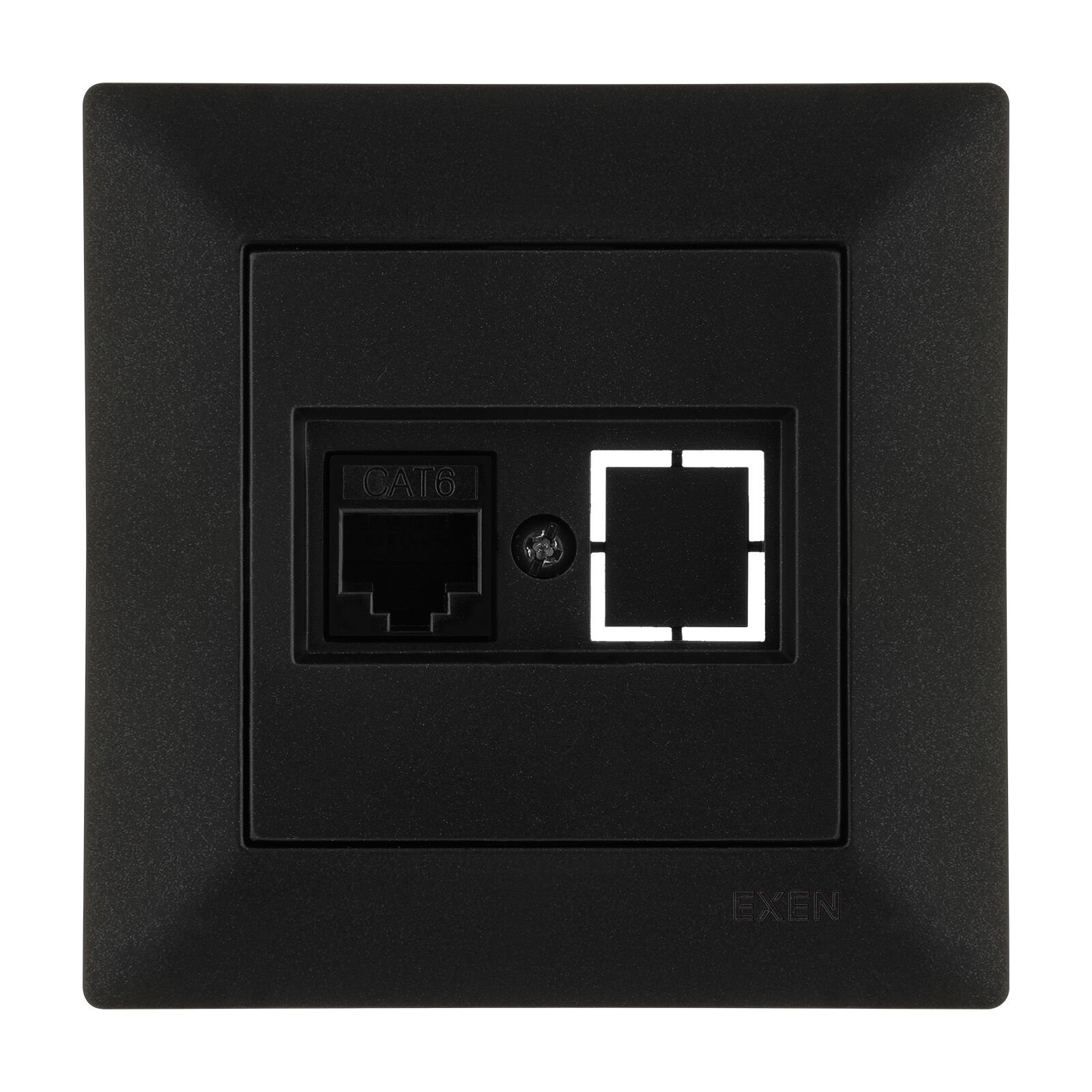 Exen Odak Metalik Siyah Tekli Data Prizi Cat6 Komple Takim