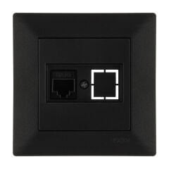 Exen Odak Metalik Siyah Tekli Data Prizi Cat6 Komple Takim