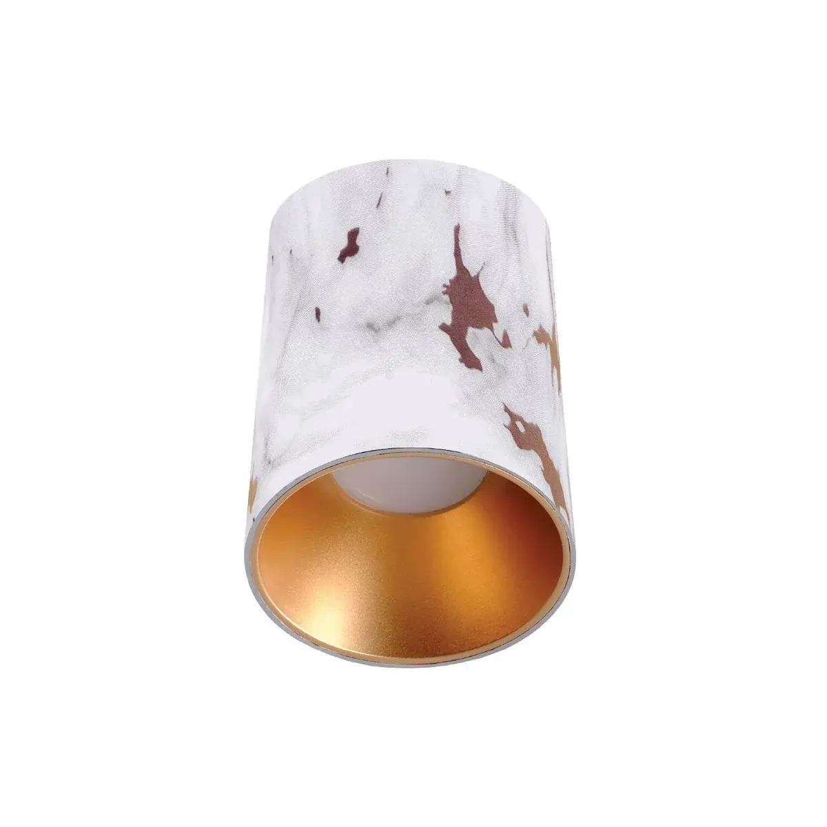 ACK Sıvaüstü Dekoratif Armatür Ø80Mmx110Mm  Beyaz Reflektör Gold Mermer Kasa AH12-08503