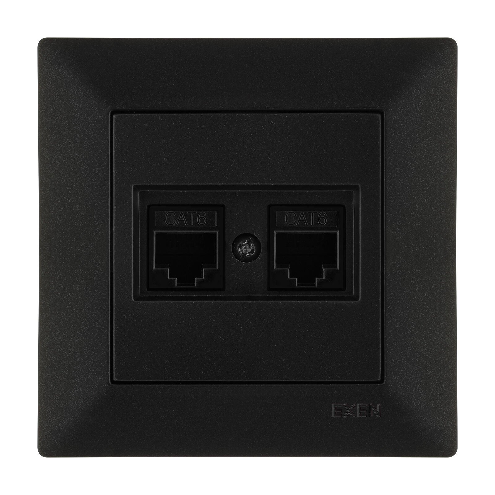 Exen Odak Metalik Siyah Ikili Data Prizi Cat6 Komple Takim