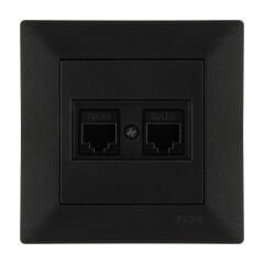 Exen Odak Metalik Siyah Ikili Data Prizi Cat6 Komple Takim