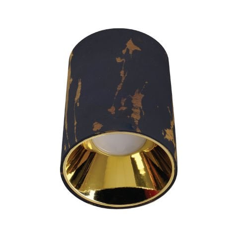 ACK Sıvaüstü Dekoratif Armatür Ø80Mmx110Mm  Beyaz Reflektör Siyah Mermer Kasa AH12-08504