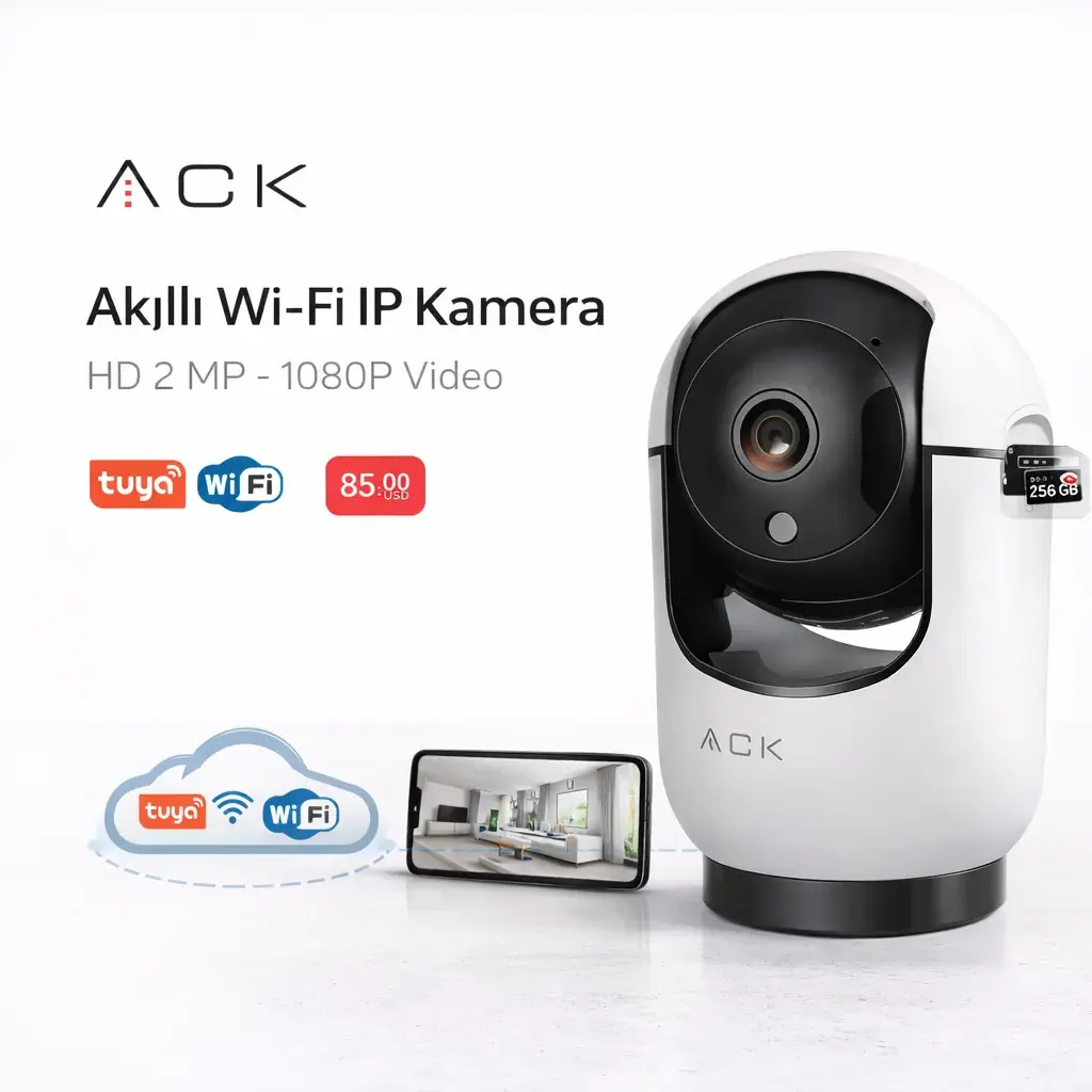 ACK AK01-00101 Smart Wifi Kamera 2Mp Bluetoothlu