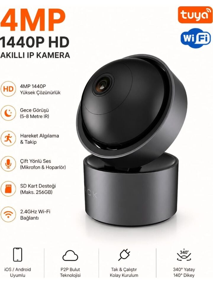 ACK AK01-00201 Smart Wifi Kamera 4Mp Bluetooth