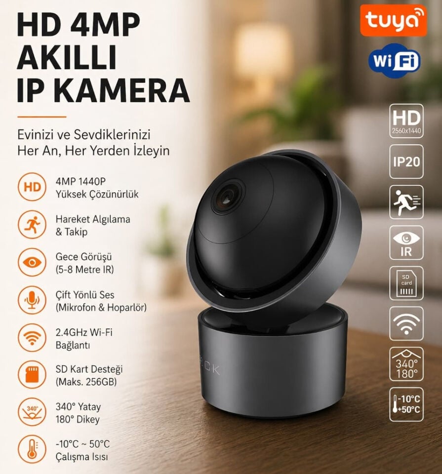ACK AK01-00201 Smart Wifi Kamera 4Mp Bluetooth