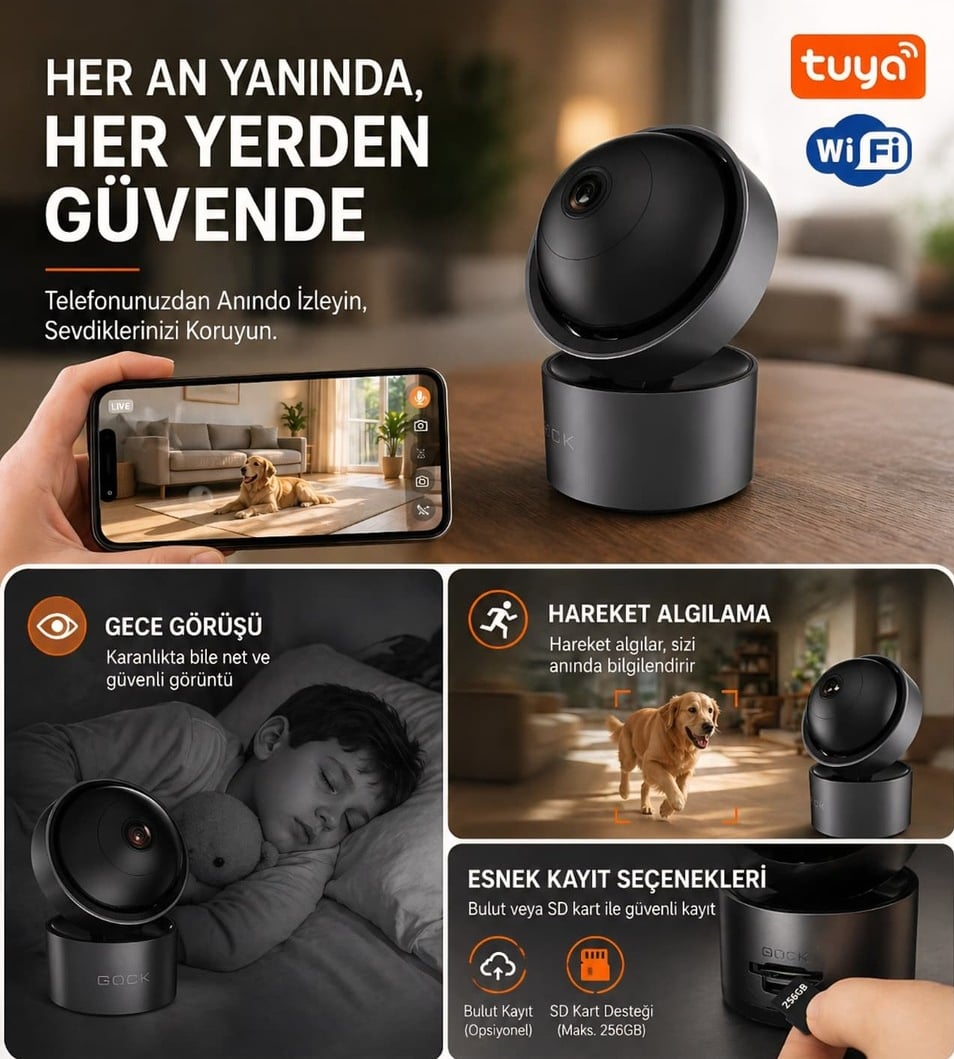 ACK AK01-00201 Smart Wifi Kamera 4Mp Bluetooth en uygun fiyatlı satıcı