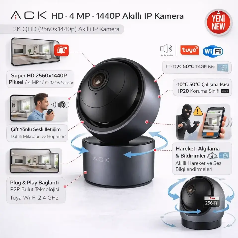 ACK AK01-00201 Smart Wifi Kamera 4Mp Bluetooth