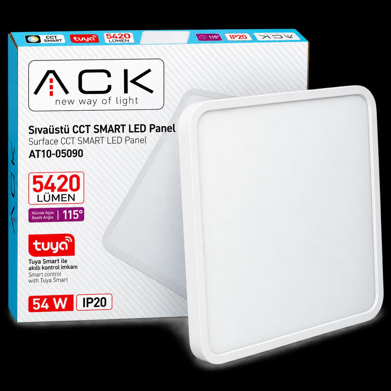 ACK AT10-05090 Smart Cct Siva Üstü Panel 54W 500Mmx500Mm