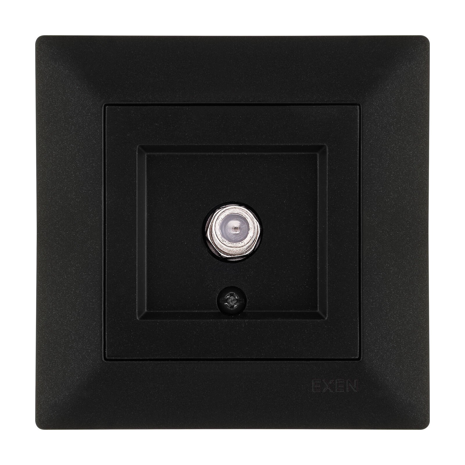 Exen Odak Metalik Siyah Uydu Prizi (F Konnektör) Komple Takim