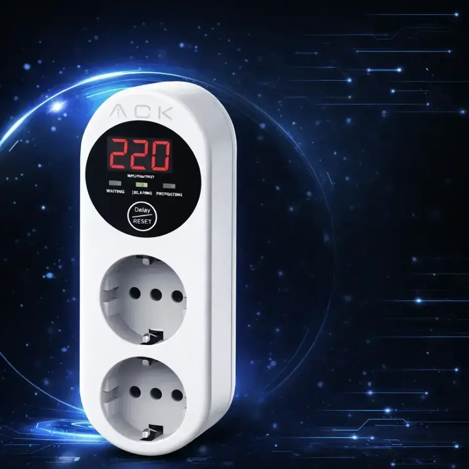 ACK AY27-00020 Voltaj Korumali Ikili Priz Pvpb-04-16A 140-270V