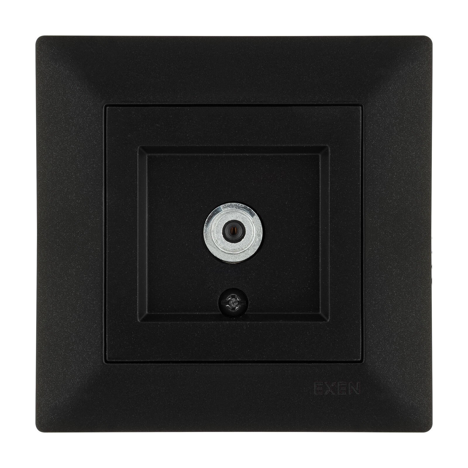 Exen Odak Metalik Siyah Uydu Prizi Ekranli (F Konnektör) Komple Takim