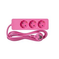 Seldur Üçlü Toprakli Priz, 2m, ÇK - Pembe G3TD21P