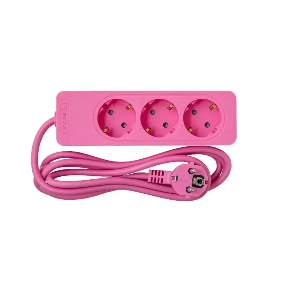 Seldur Üçlü Toprakli Priz, 2m, ÇK - Pembe G3TD21P
