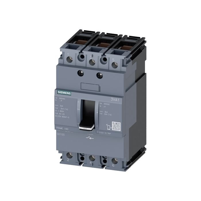 Siemens Sentron Serisi Kompakt Tip Yük Kesici Güç Şalteri;  3Va11; 160A; Korumasiz; 3 Kutuplu 3VA1116-1AA36-0AA0