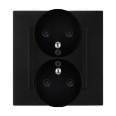 Exen Karell Metalik Siyah Ikili Çocuk Korumali Ups Toprakli Priz (Tekli Çerçeve) Komple Takim