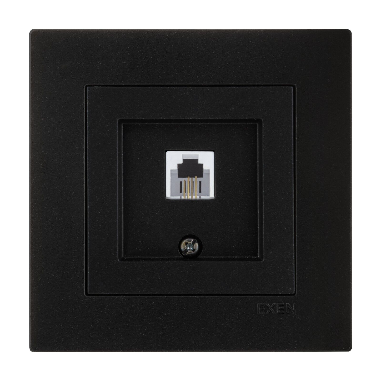 Exen Karell Metalik Siyah Nümeris Telefon Prizi (Rj11 Kablolu) Komple Takim