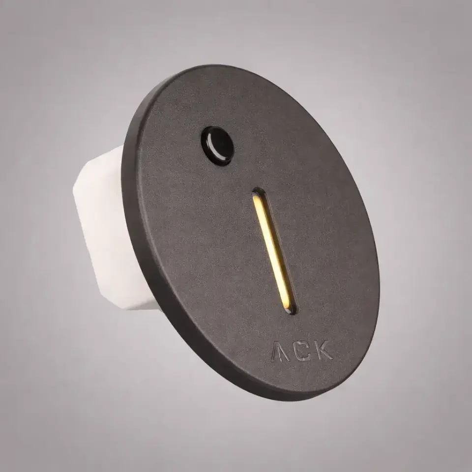 ACK AH07-02591 Sensörlü Merdiven Armatürü Cct Siyah Yuvarlak Dik  Çerçeve