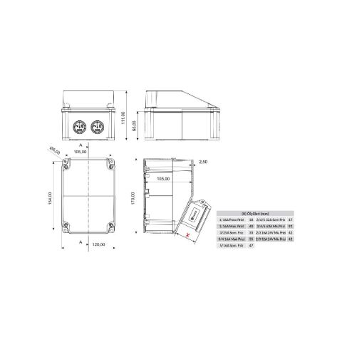 Bemis Ön 1 Ad. Pako Salter Ön 1 Ad. 3/16A. 220V. Makine Priz Ip44 Bd7-2107-1090