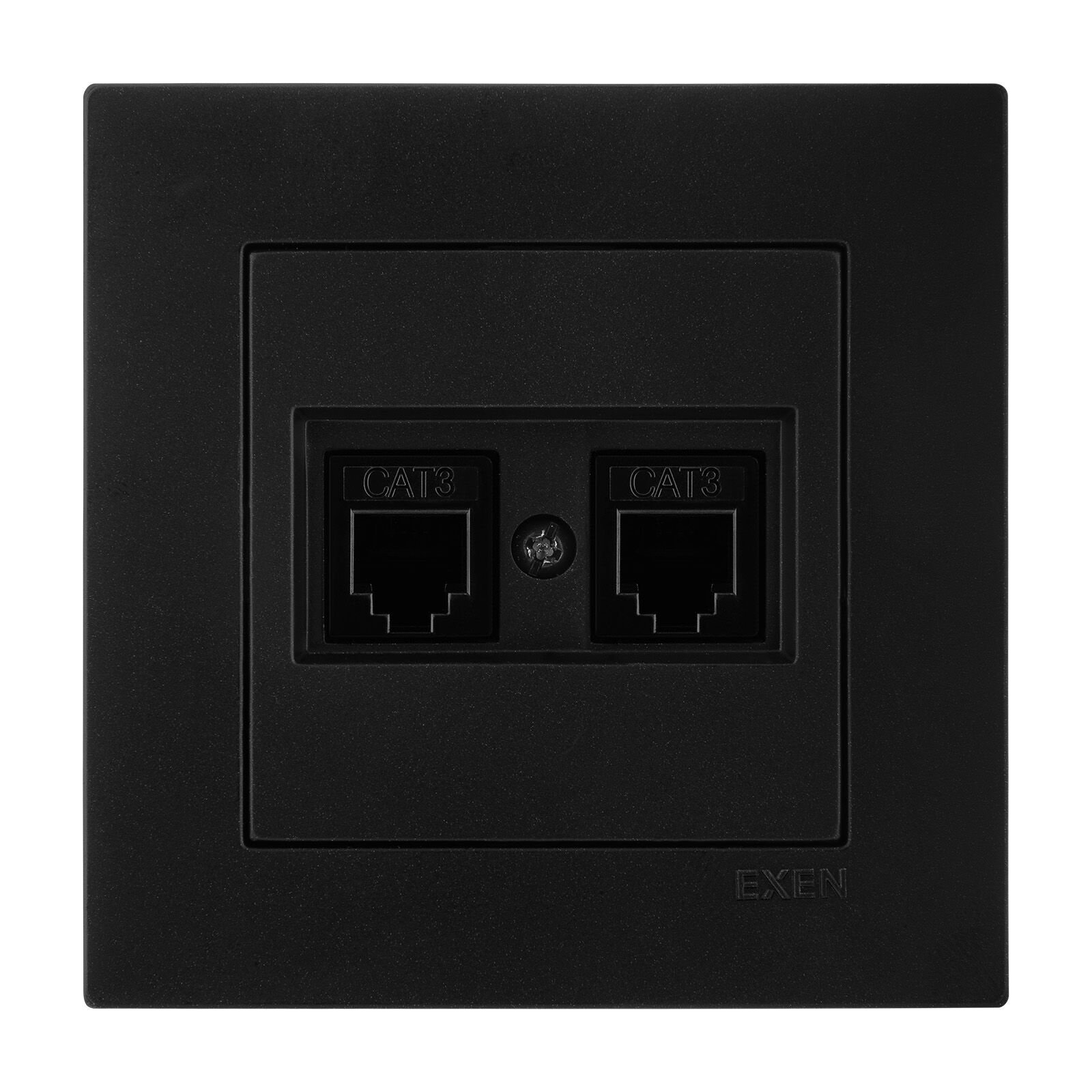 Exen Karell Metalik Siyah Ikili Nümeris Telefon Prizi (2Xrj45 Cat3) Komple Takim