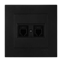 Exen Karell Metalik Siyah Ikili Nümeris Telefon Prizi (2Xrj45 Cat3) Komple Takim