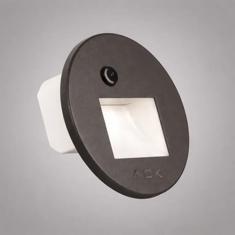 ACK AH07-02691 Sensörlü Merdiven Armatürü Cct Siyah Kare Kare  Çerçeve