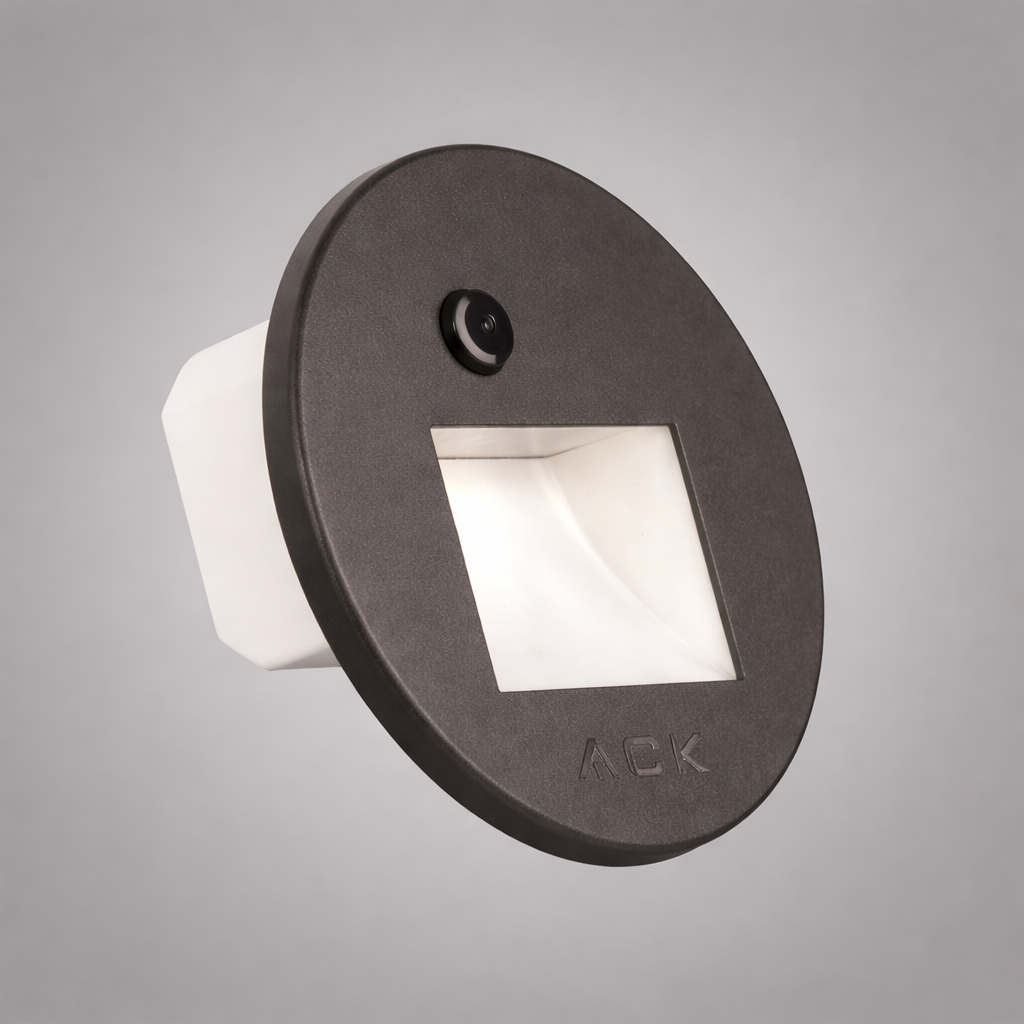 ACK AH07-02691 Sensörlü Merdiven Armatürü Cct Siyah Kare Kare  Çerçeve