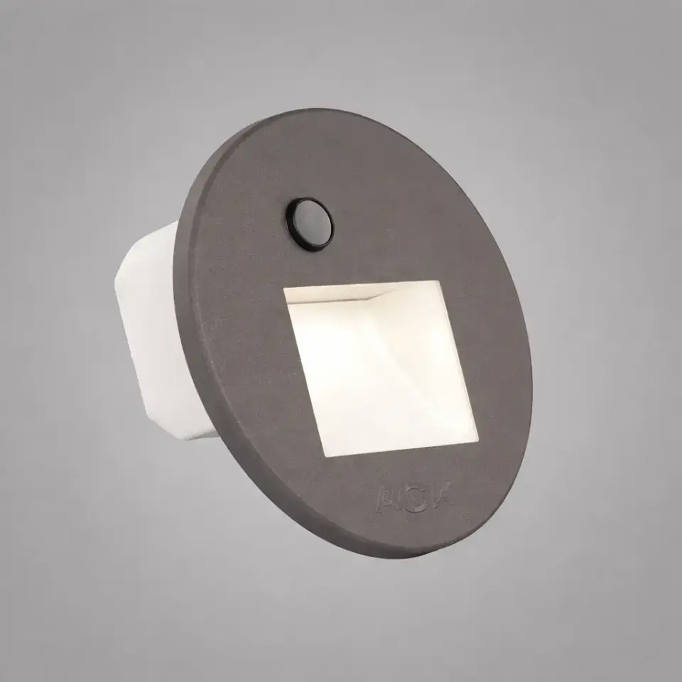 ACK AH07-02693 Sensörlü Merdiven Armatürü Cct Gri Kare Kare  Çerçeve