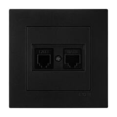 Exen Karell Metalik Siyah Data Cat6 + Nümeris Telefon Prizi Cat3 Komple Takim