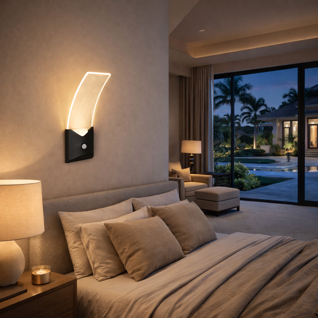 ACK AH15-00801 Seffaf Siyah Sensörlü Duvar Apligi 8W Ip65 3000K