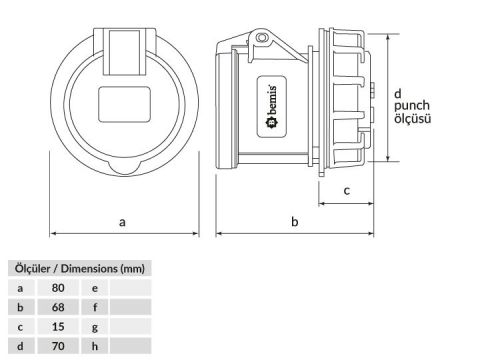 Bemis  5/32A. Somunlu Priz IP44 BC1-3505-2440