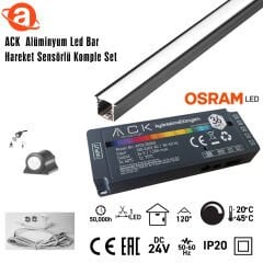 ACK AB01-03233 24V Alüminyum Led Bar 6500K 3Mt  Hareket Sensörlü Komple Set