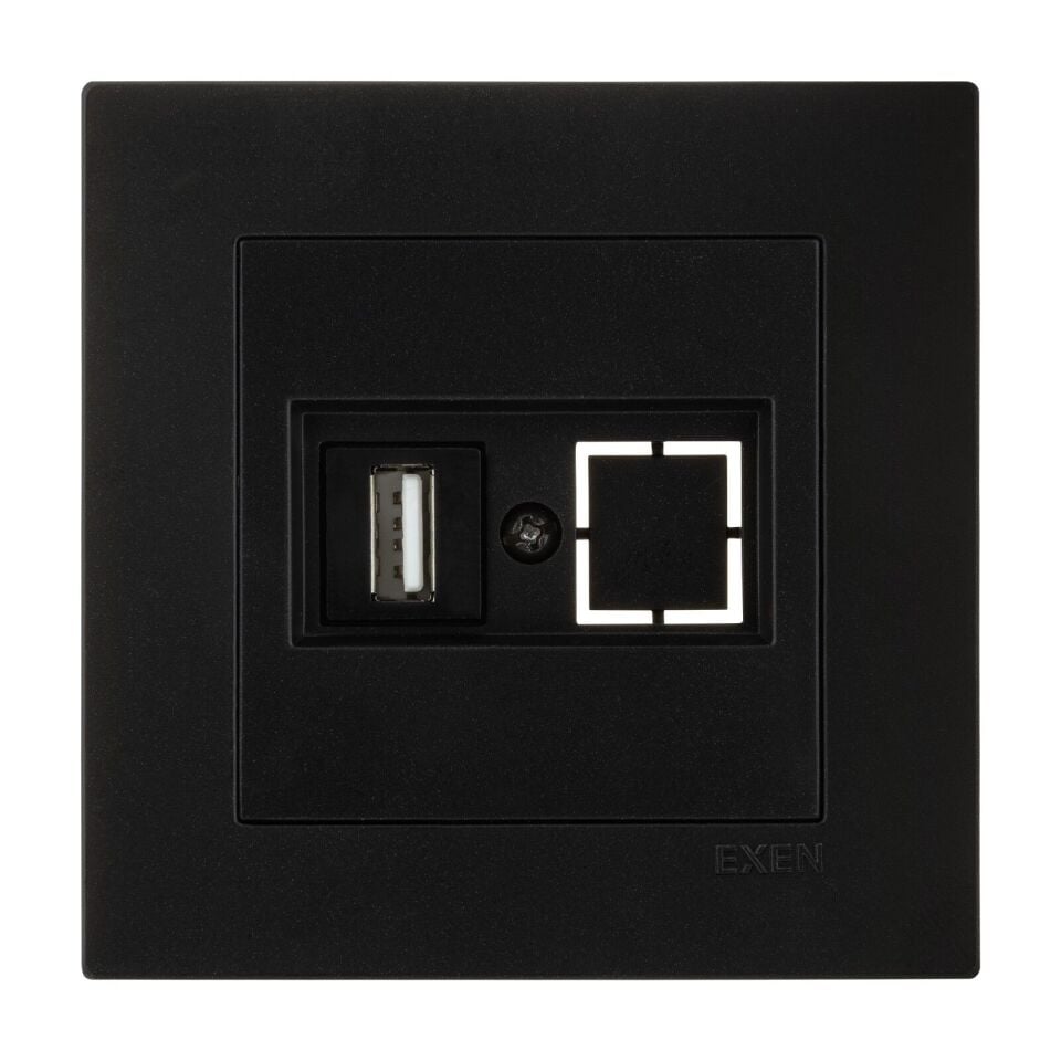 Exen Karell Metalik Siyah Usb Prizi Jakli (Sarj Edemez) Komple Takim