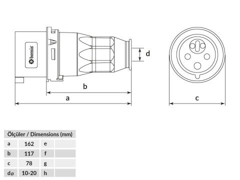 Bemis  5/32A. Enversör Düz Fiş IP44 BC1-3505-2050