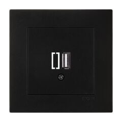 Exen Karell Metalik Siyah Usb Sarj Prizi Komple Takim