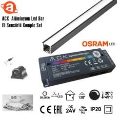 ACK AB01-02203 24V Alüminyum Led Bar 3000K 2Mt  El Sensörlü Komple Set