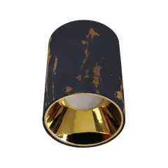ACK Sıvaüstü Dekoratif Armatür Ø80Mmx110Mm    Parlak Altın  Reflektör Siyah Mermer Kasa AH12-08564