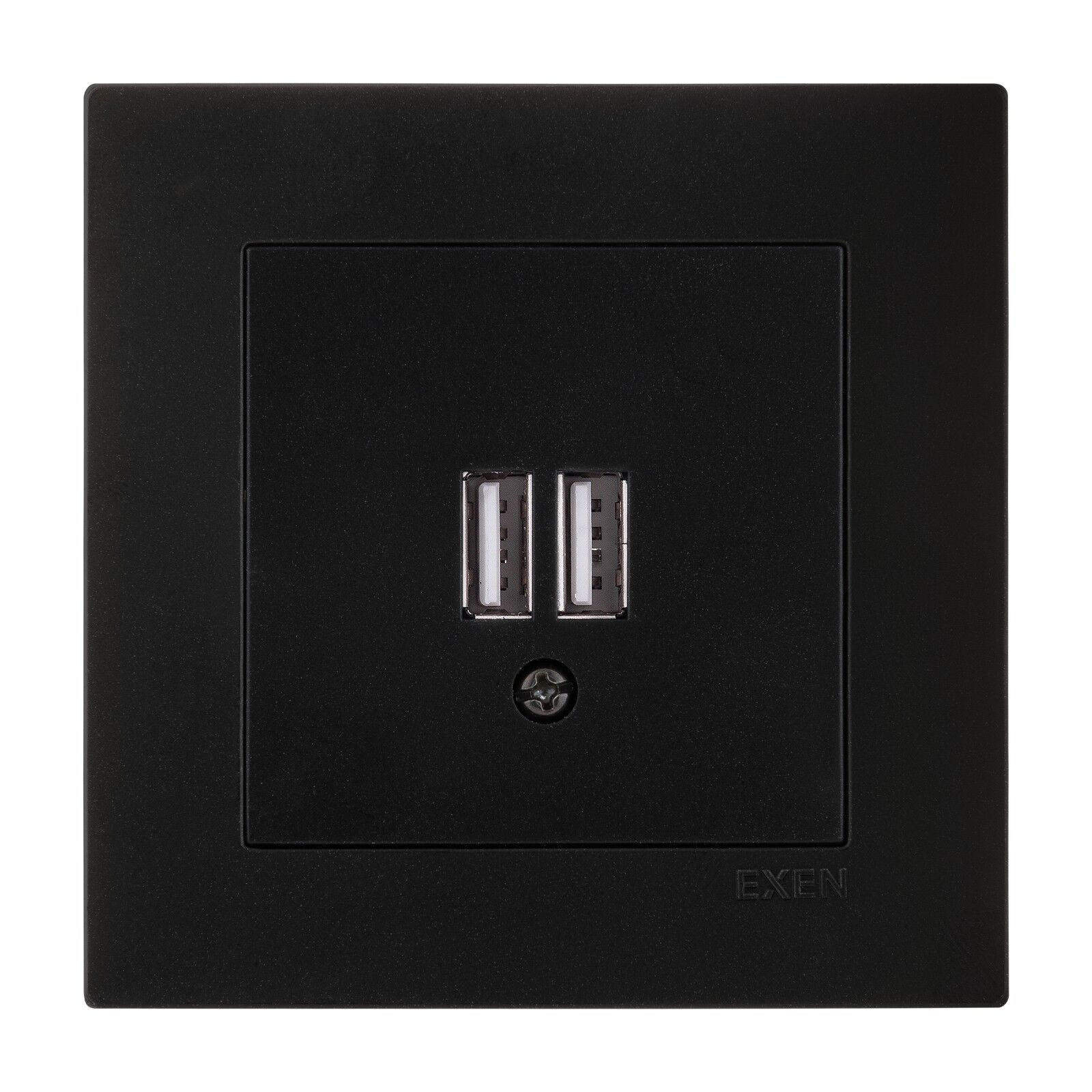 Exen Karell Metalik Siyah 2X Usb Sarj Prizi Komple Takim