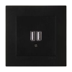 Exen Karell Metalik Siyah 2X Usb Sarj Prizi Komple Takim