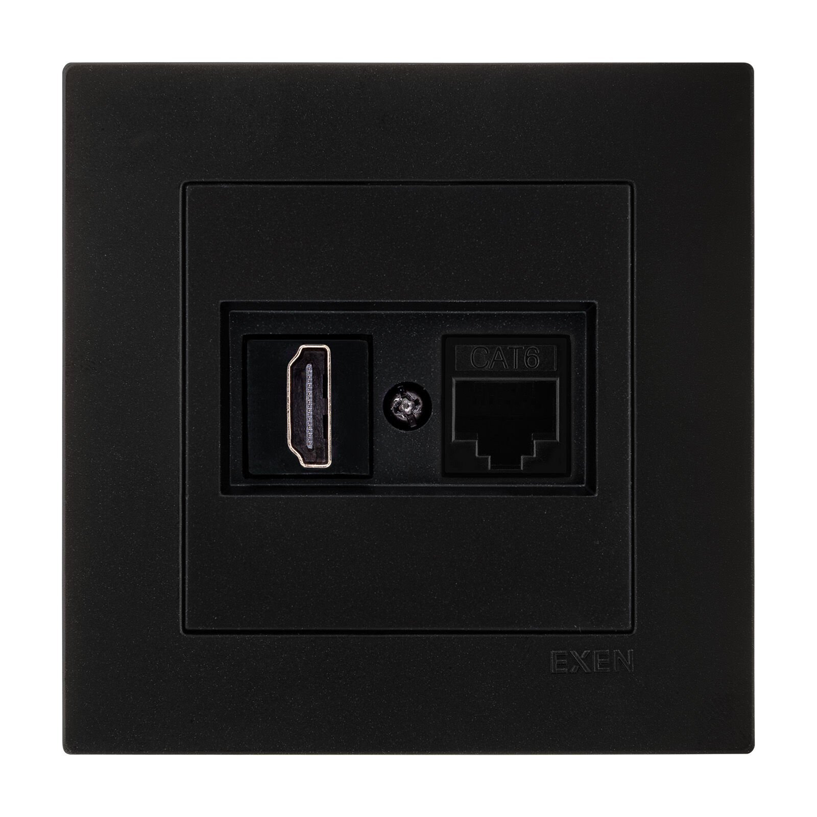 Exen Karell Metalik Siyah Hdmi+Data Priz Jakli Komple Takim