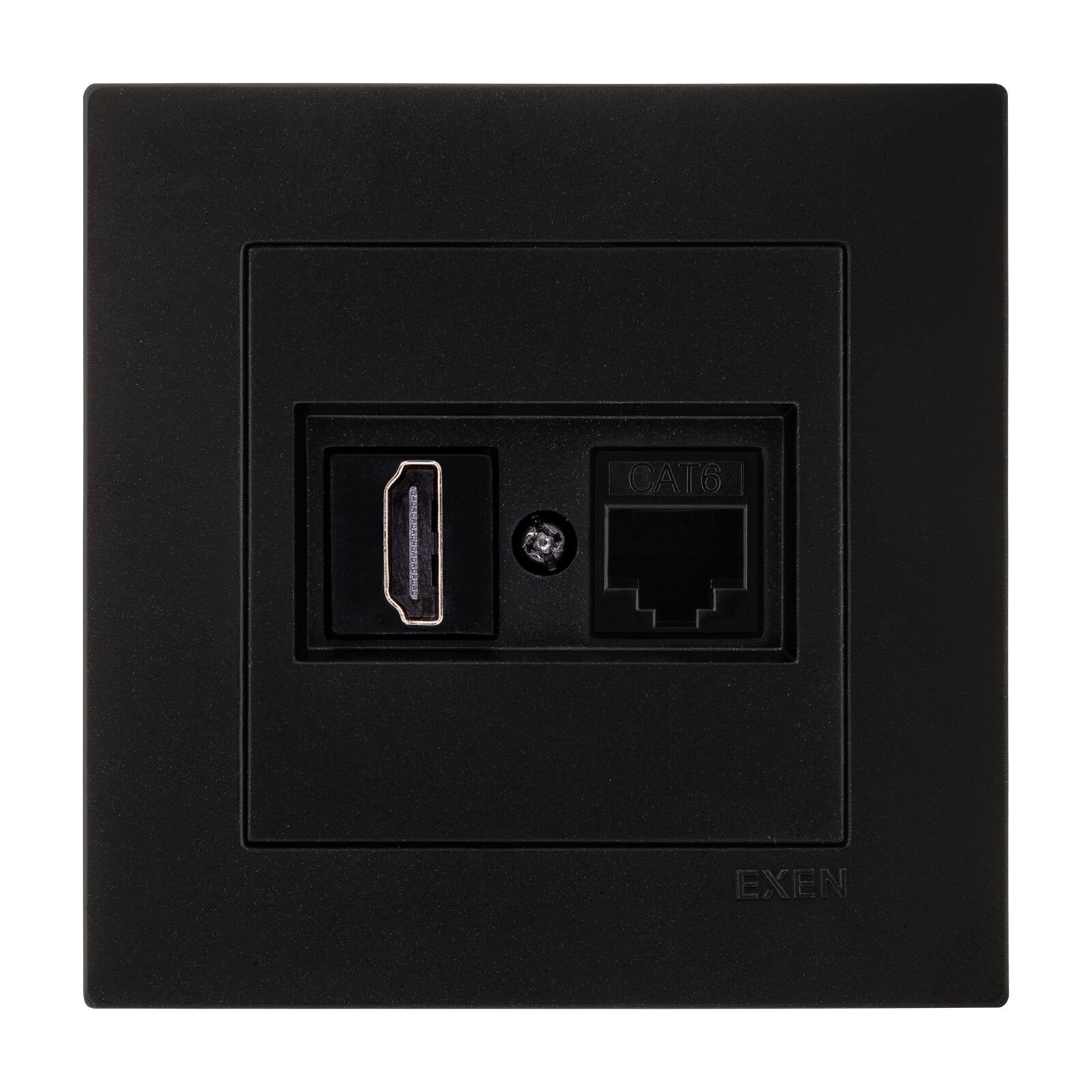 Exen Karell Metalik Siyah Hdmi+Data Priz Jakli Komple Takim