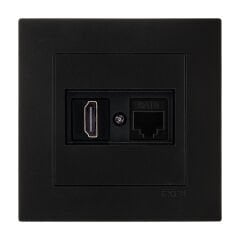 Exen Karell Metalik Siyah Hdmi+Data Priz Jakli Komple Takim