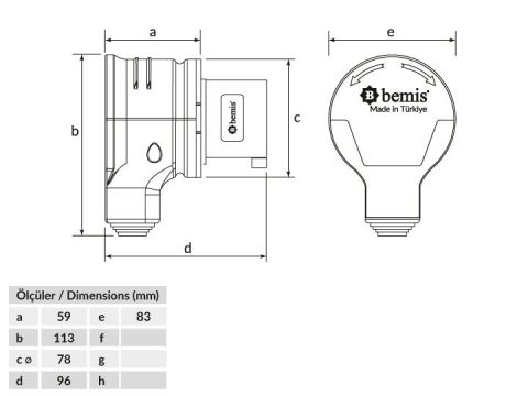 Bemis  5/32A. 90° Eğik Enversör Döner Fiş IP44 BC1-3505-2080