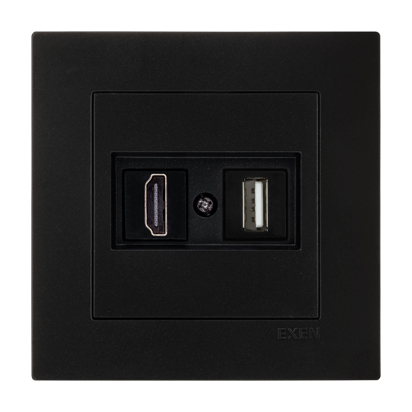 Exen Karell Metalik Siyah Hdmi+Usb Prizi Jakli (Sarj Edemez) Komple Takim