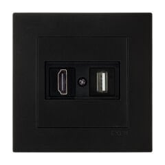 Exen Karell Metalik Siyah Hdmi+Usb Prizi Jakli (Sarj Edemez) Komple Takim