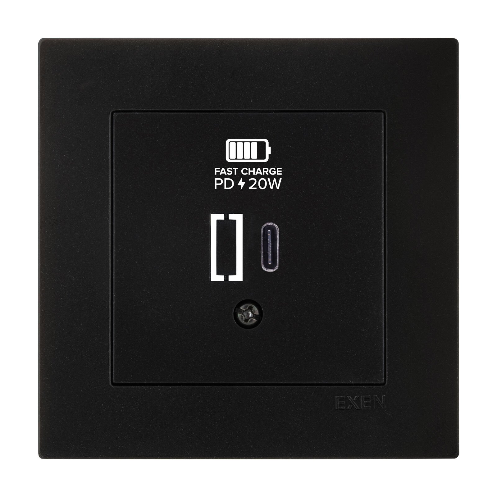 Exen Karell Metalik Siyah Usb Sarj Prizi Type-C  Komple Takim