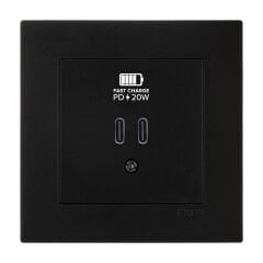 Exen Karell Metalik Siyah 2X Usb Sarj Prizi Type-C Komple Takim