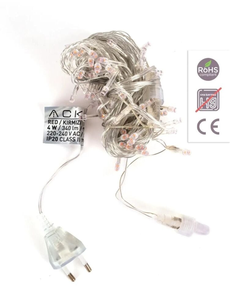 Ack 10Mt 100Led Kirmizi 220V Eklenebilir Led
