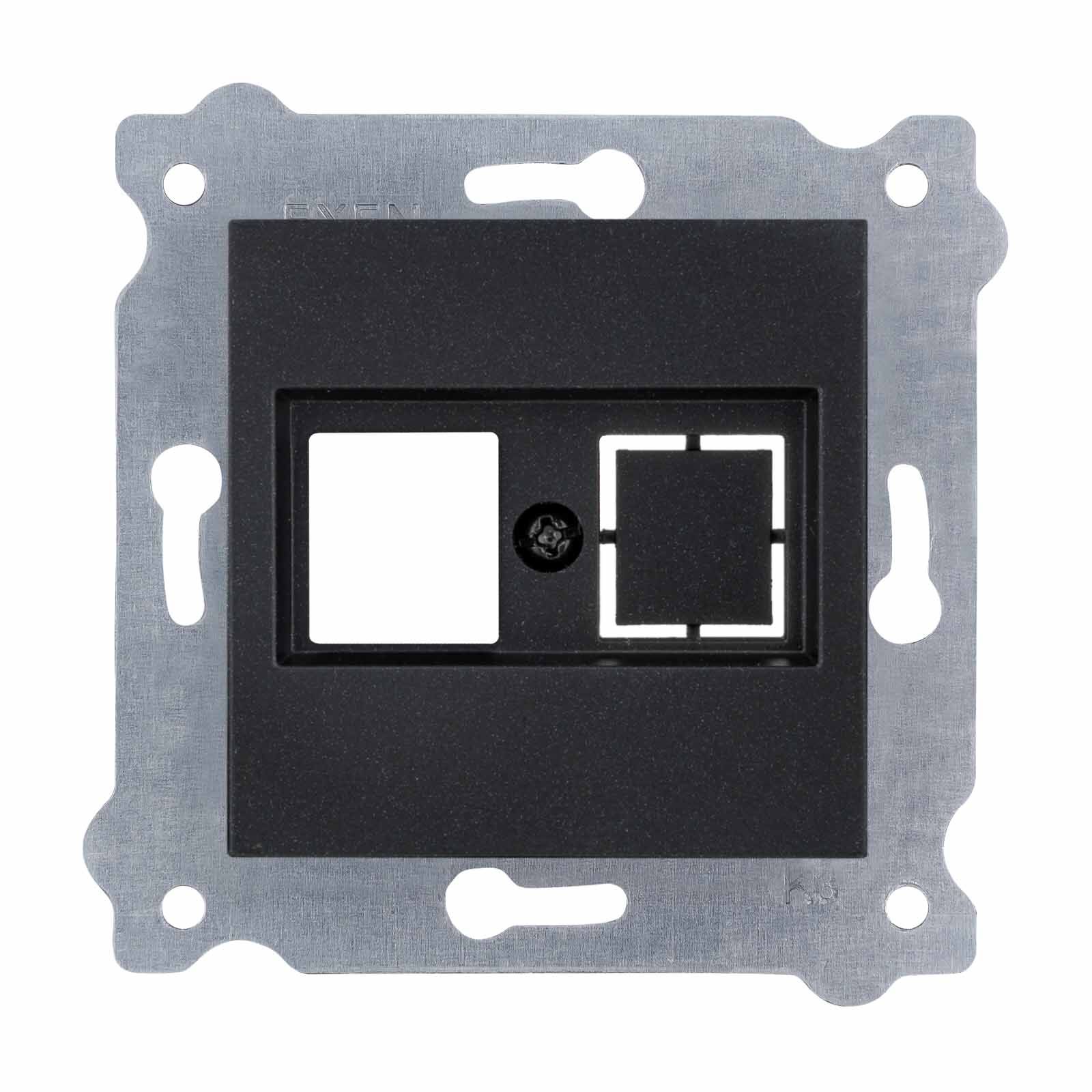 Exen Metalik Siyah Modül+Kapak  Data Priz Jaksiz