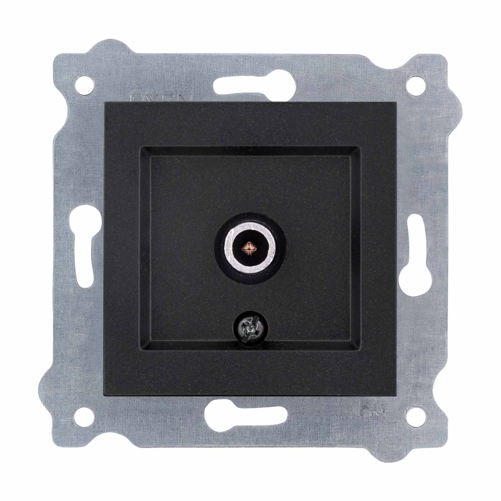 Exen Metalik Siyah Modül+Kapak  Tv Priz Ekranli Geçisli